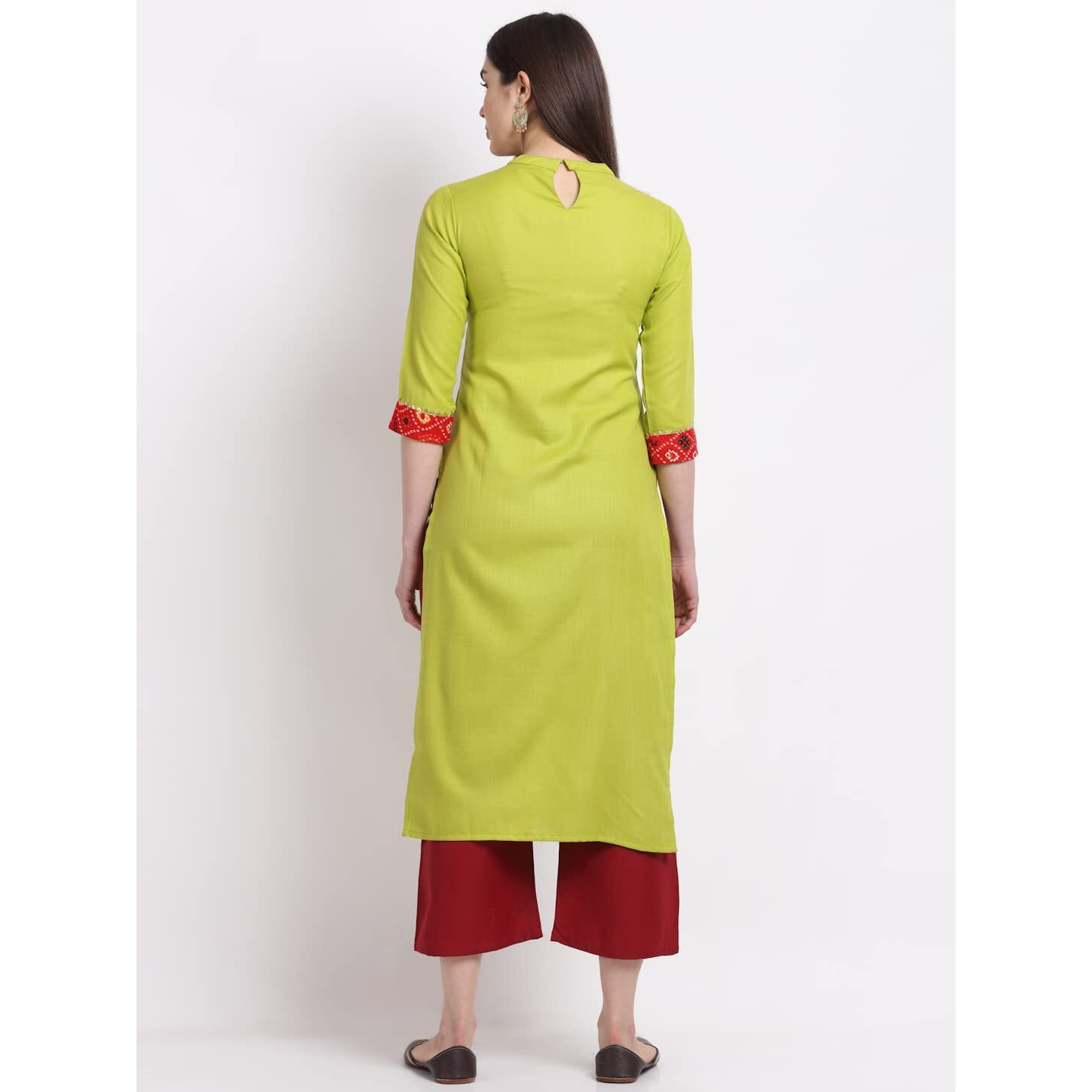 Gosriki Women's Cotton Blend Straight Kurta With Palazzo (Puchi-Green_M-Go_Green_Medium)