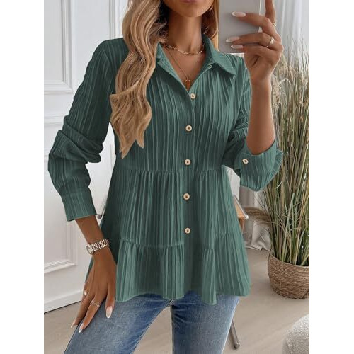 Toplot Tops For Women || Button-Up Tunic || Women Shirt (Sugar-Shirt-5247-Green-Xl)