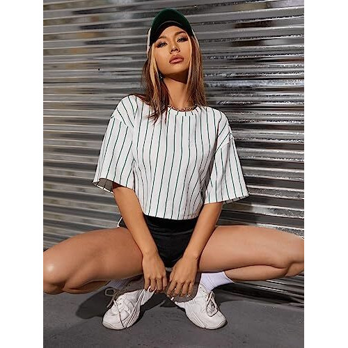 Toplot Tops For Women Casual Printed Crop Top With Half Sleeve (Crop-Top-5098-White-M)