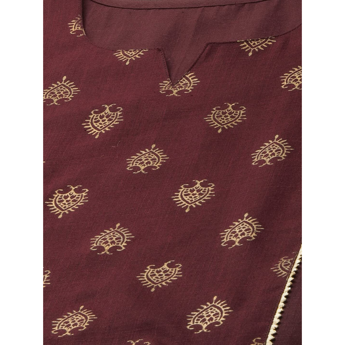 Gosriki Women's Cotton Straight Kurta With Palazzo(Kpz-Cot-10080-Maroon_M-Go_Maroon_Medium)