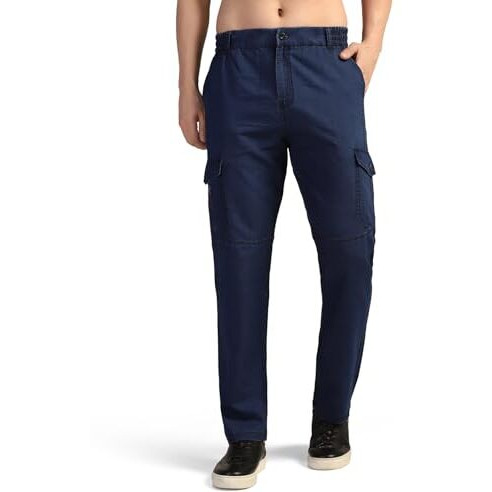 Toplot Men's Regular Fit Causal Trouser || Pant For Men || Trouser For Men || Jeans For Man (Cargo-Jeans-5259-Drak Blue-32)