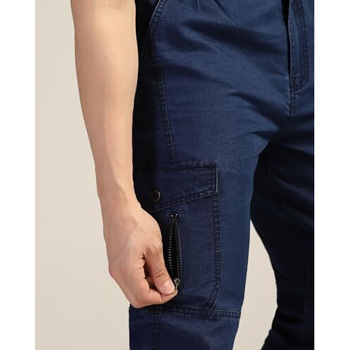 Toplot Men's Regular Fit Causal Trouser || Pant For Men || Trouser For Men || Jeans For Man (Cargo-Jeans-5259-Drak Blue-32)