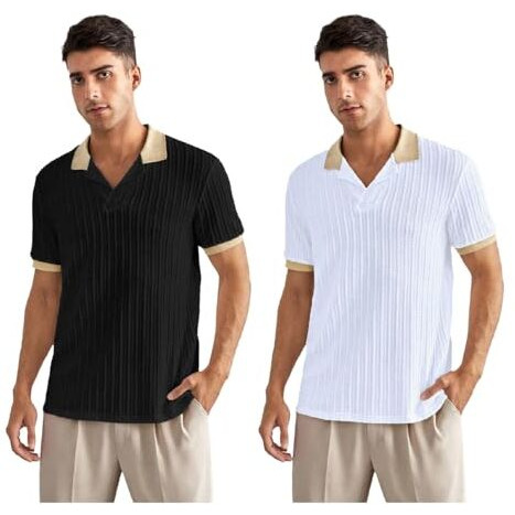 Toplot Polo T Shirt For Men || Men Casual T-Shirt || Polo For Man || Jacquard || Contrast Collar And Cuff || Value Pack (V-Jqrd-Solid-Polo-5245-Black-White-Xxl)