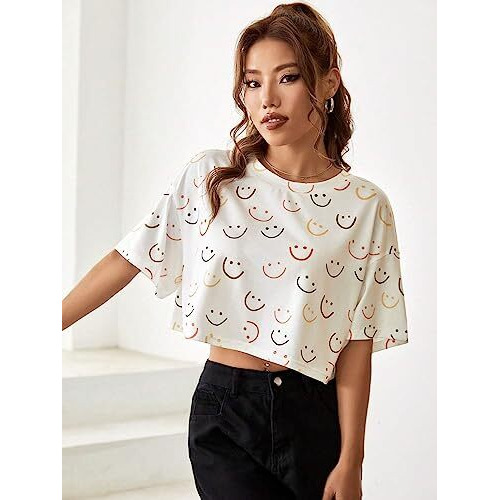 Toplot Women's Casual Printed Crop Top With Half Sleeve Pack Of 2 (Combo-5098-Sml-Sml-Xl)