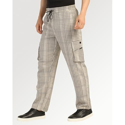 Toplot Men's Regular Casual Pants (Chex-Trouser-5208-Cosmic-28_Cosmic