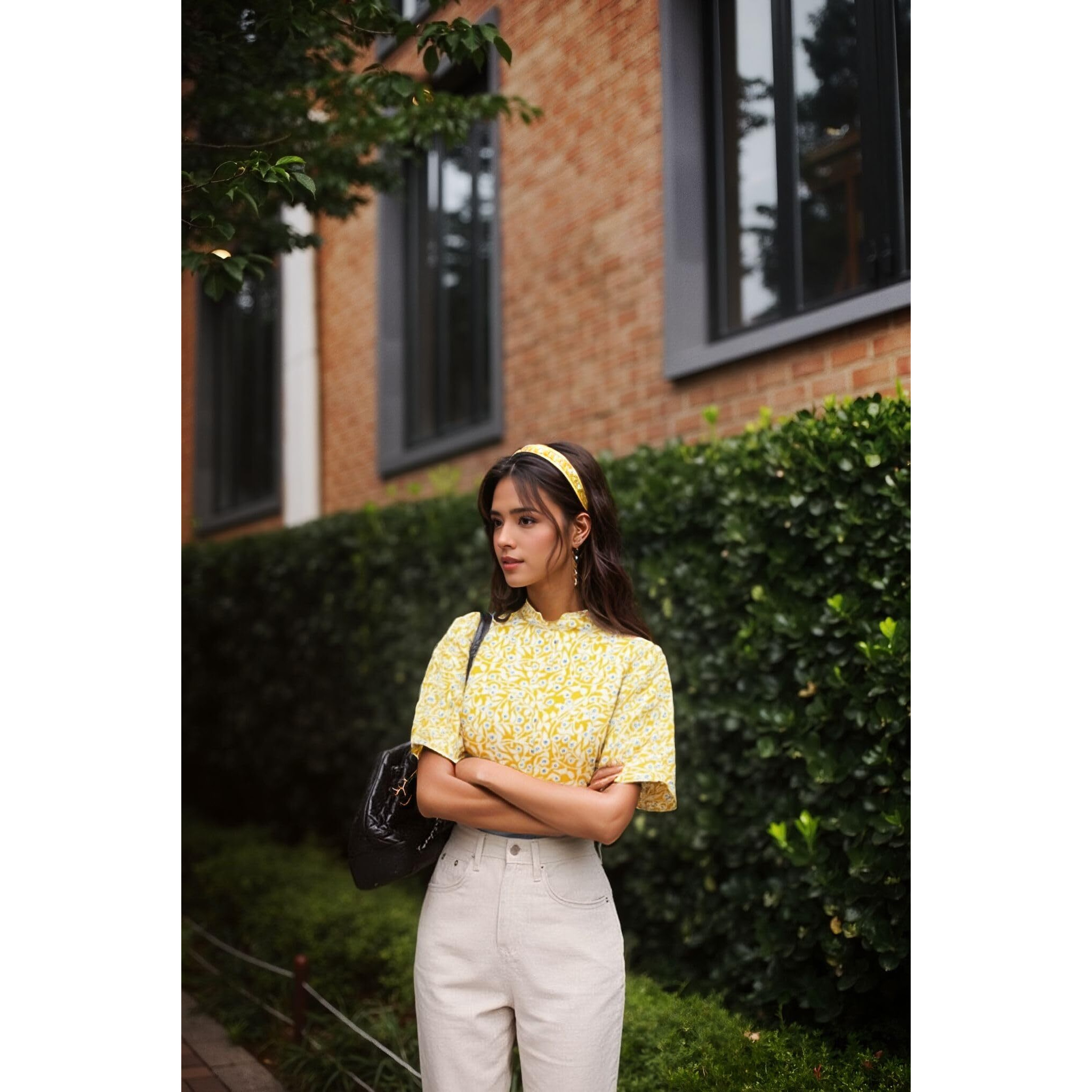 Gosriki Women's Tunics Tops Rayon Viscose Printed Short Top For Women (Rishta Yellow-Gs_S_Yellow_Small)