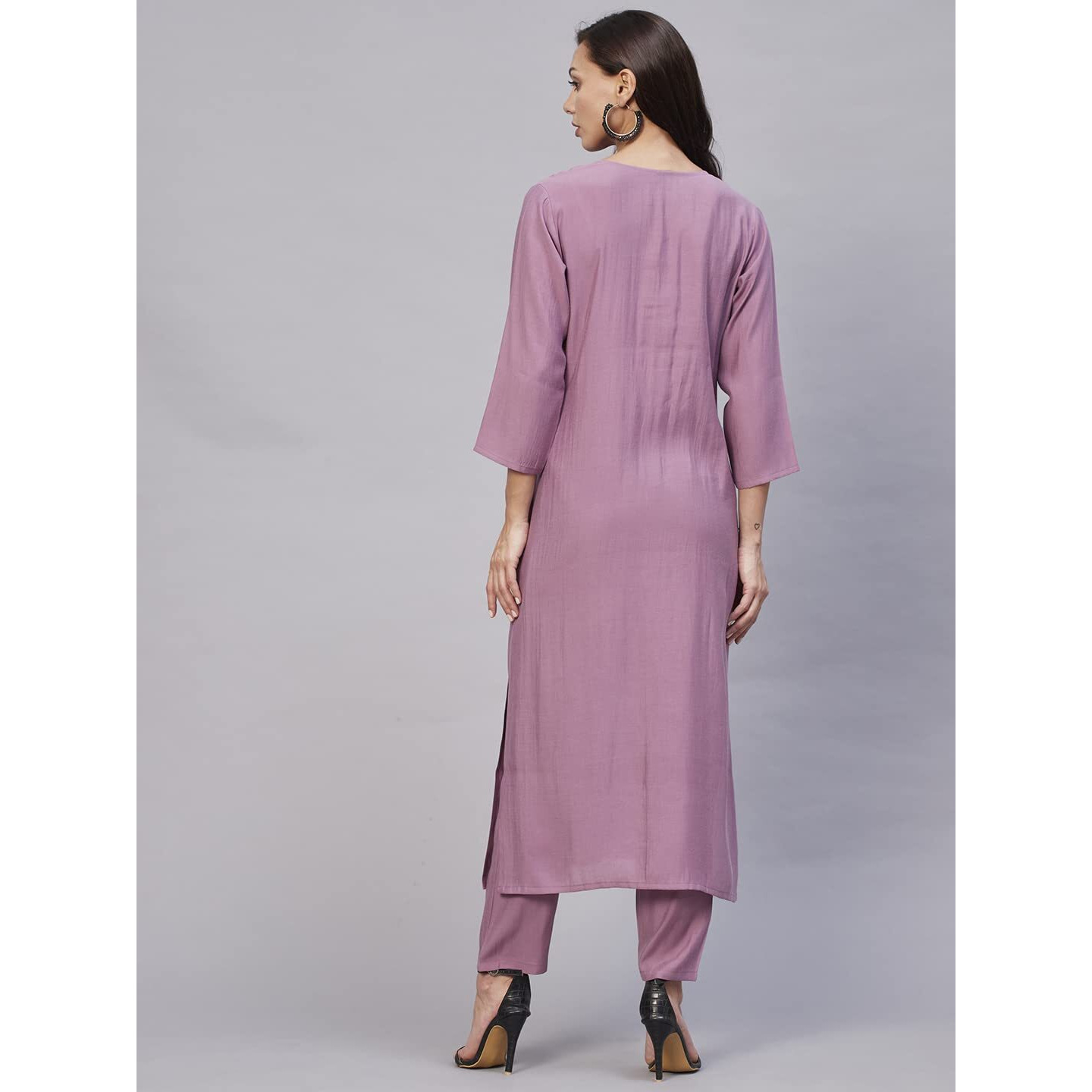 Gosriki Women's Cotton Blend Straight Embroidered Kurta With Pant (Miti Wine-Nw-Gs_S_Wine_Small)