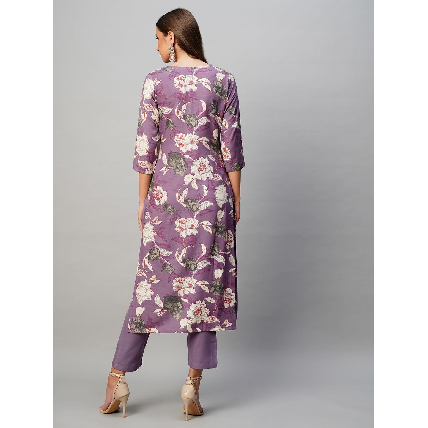 Gosriki Women's Rayon Straight Printed Kurta With Pant Set (Dhun-Purple-Ksv-Gs_Xl_Purple_X-Large)