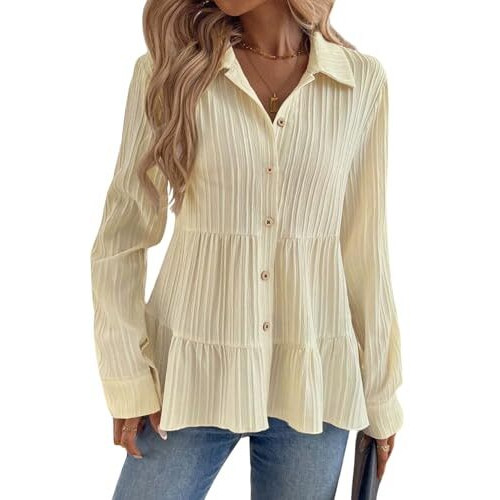 Toplot Tops For Women || Button-Up Tunic || Women Shirt (Sugar-Shirt-5247-Off White-S)