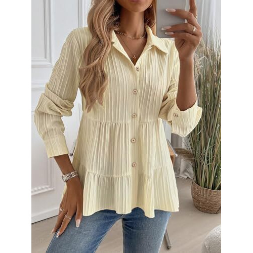 Toplot Tops For Women || Button-Up Tunic || Women Shirt (Sugar-Shirt-5247-Off White-S)