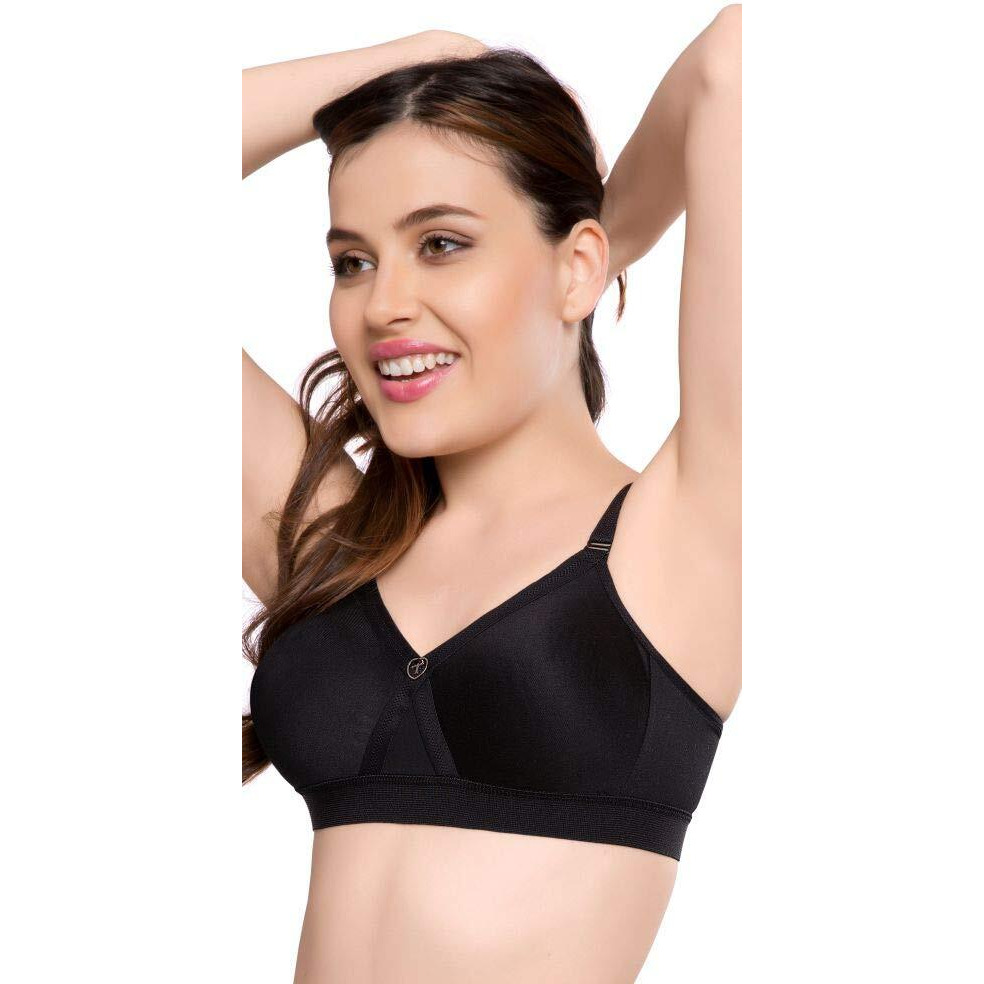 Trylo Women's Non-Wired Bra (Alpa_Black_34H)