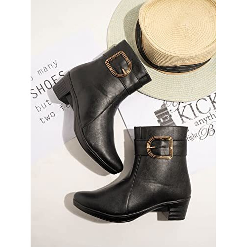 Shoetopia Women's Flat Boots, Black, 6 Uk