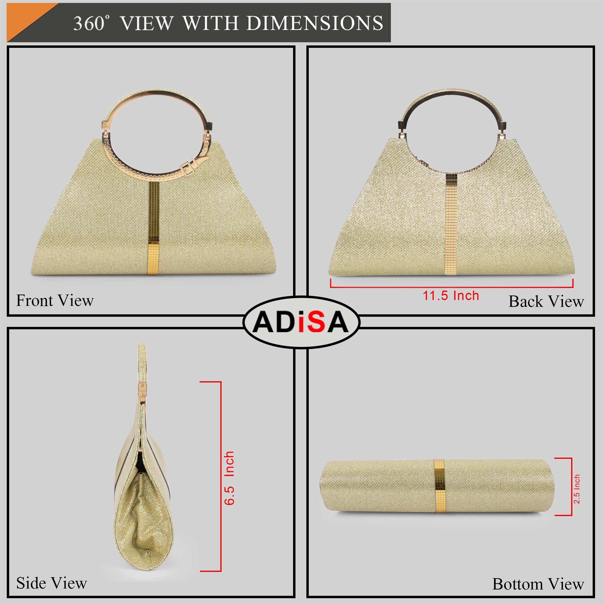Adisa Cl005 Formal Women Girls Clutch (Gold 1)