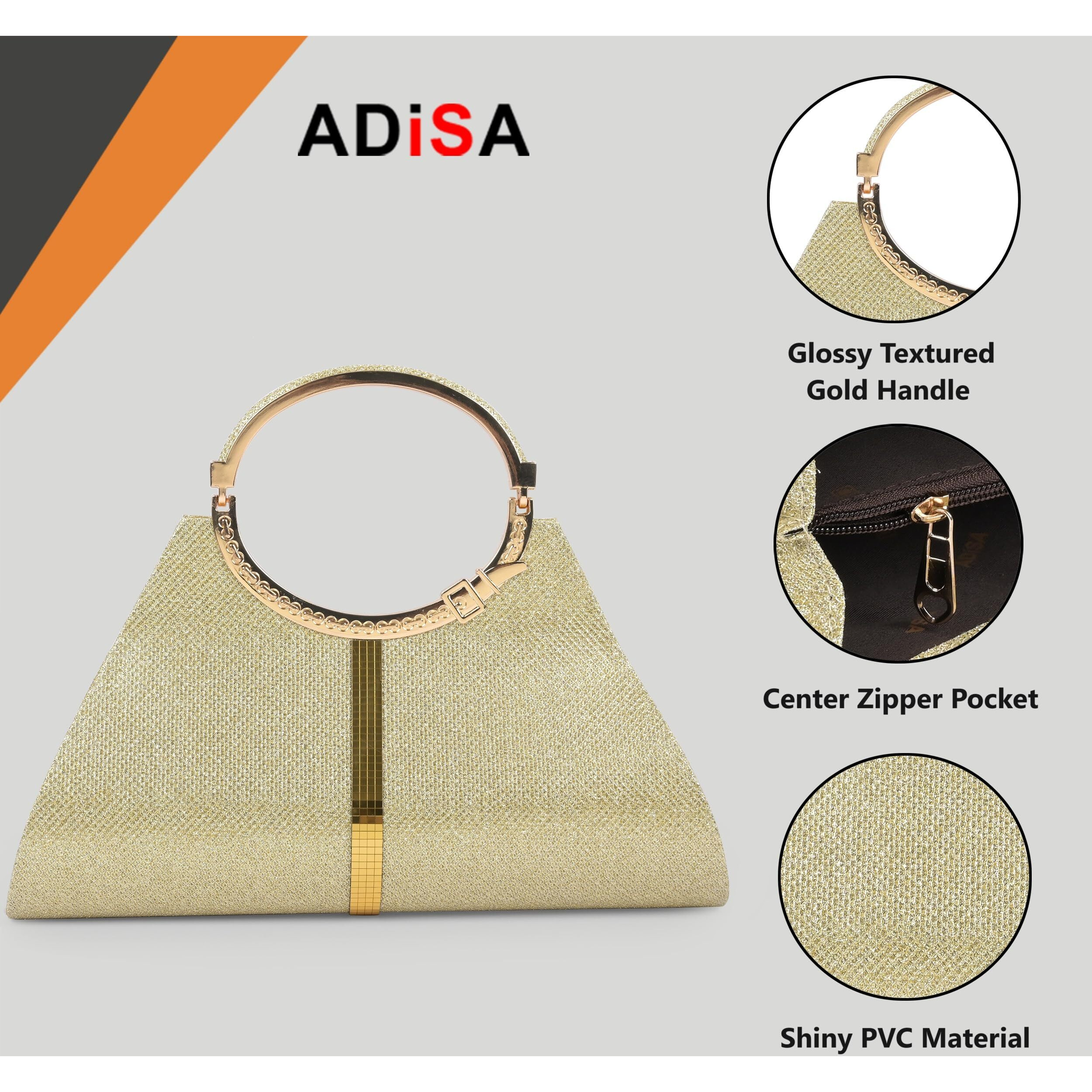 Adisa Cl005 Formal Women Girls Clutch (Gold 1)