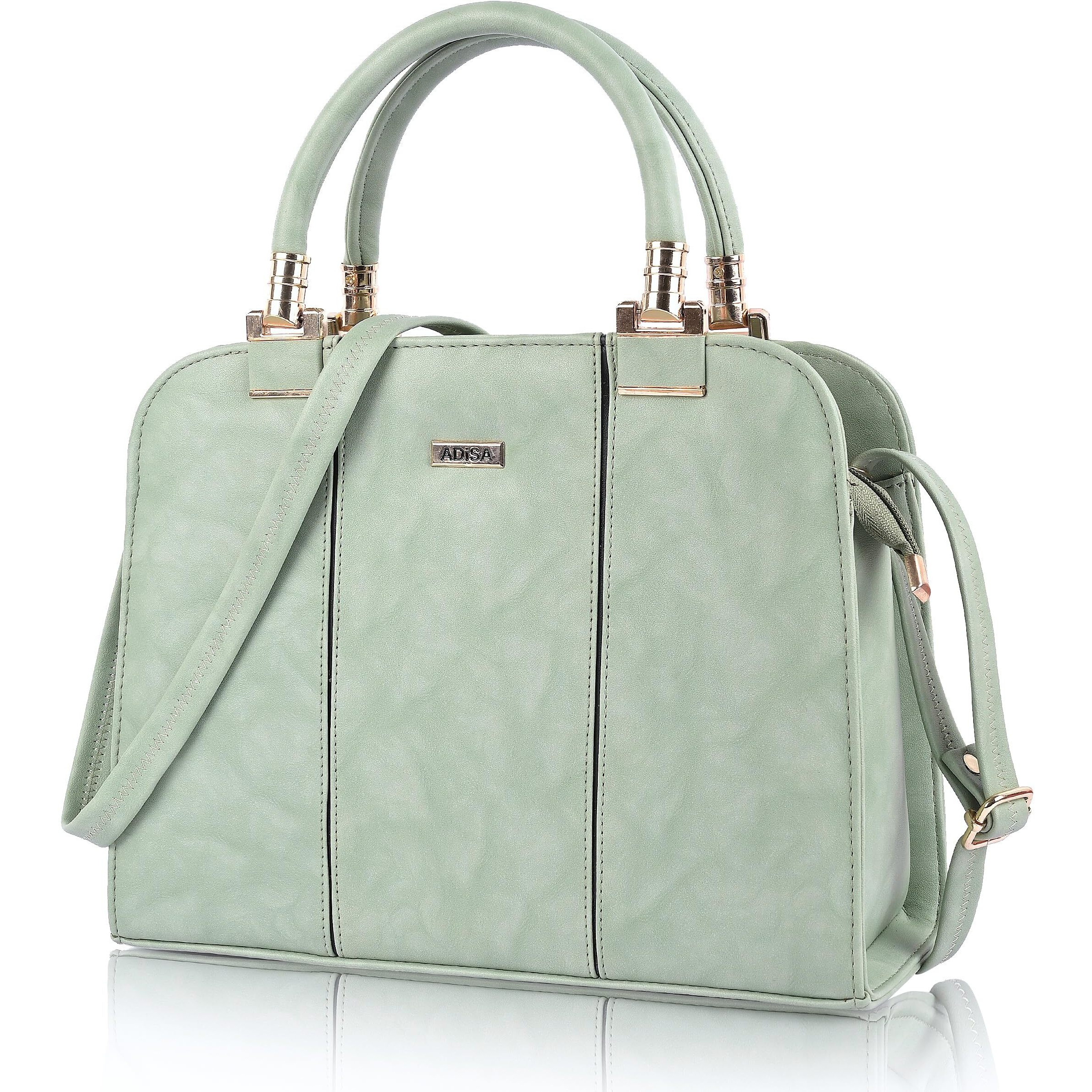 Adisa Two Tone Handbag Shoulder Bag For Women And Girls With Sling Belt (Ad4069-Grn)