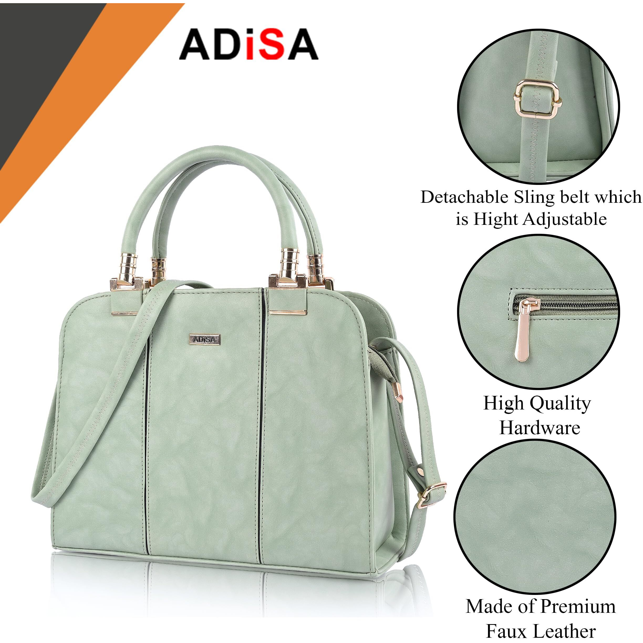 Adisa Two Tone Handbag Shoulder Bag For Women And Girls With Sling Belt (Ad4069-Grn)