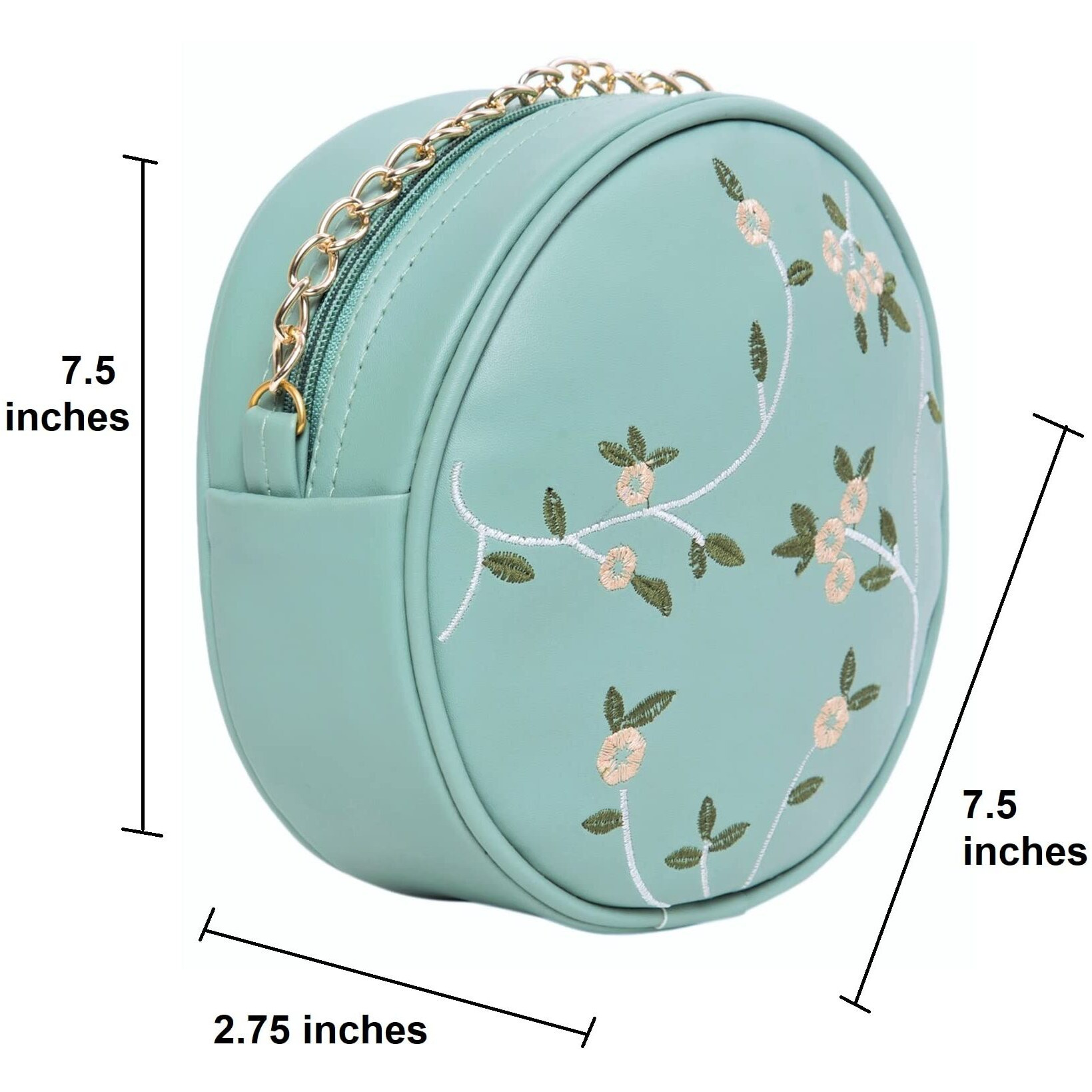Adisa Women Girls Round Embroided Sling Bag (Green)