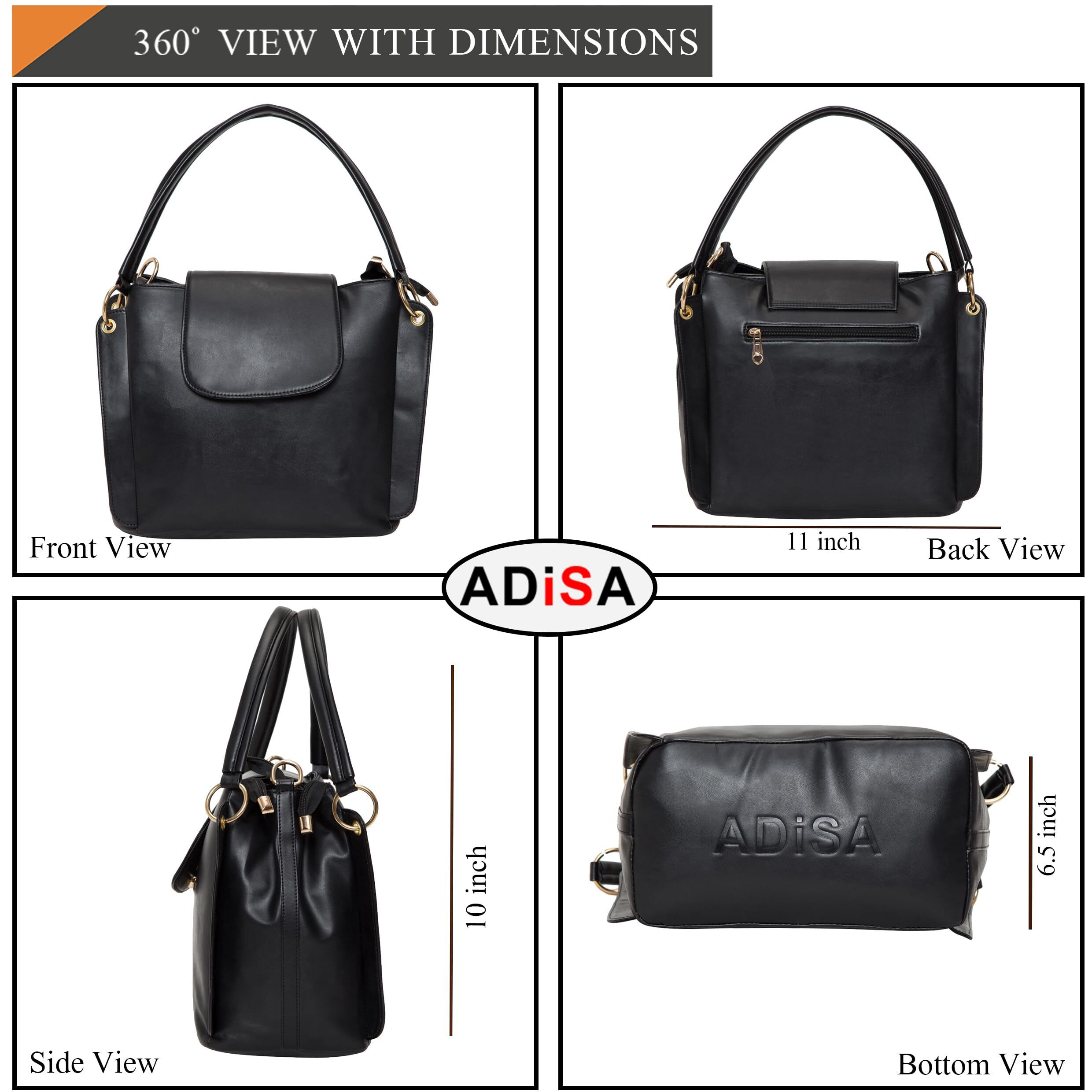 Adisa Shoulder Handbag Bag For Women And Girls With Sling Belt (Ad4055-Bla)