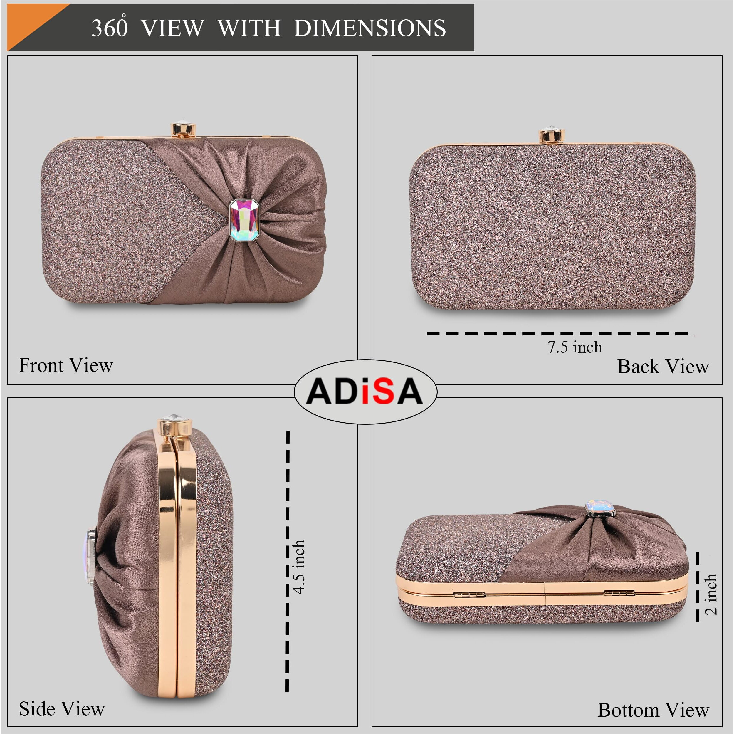 Adisa Studded Formal Party Clutch With Gold Chain For Women And Girls (Cl107-Cop)