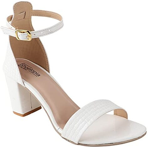 Shoetopia Womens White Heeled Sandal - 5 Uk -Eu38