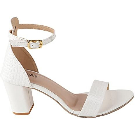 Shoetopia Womens White Heeled Sandal - 5 Uk -Eu38