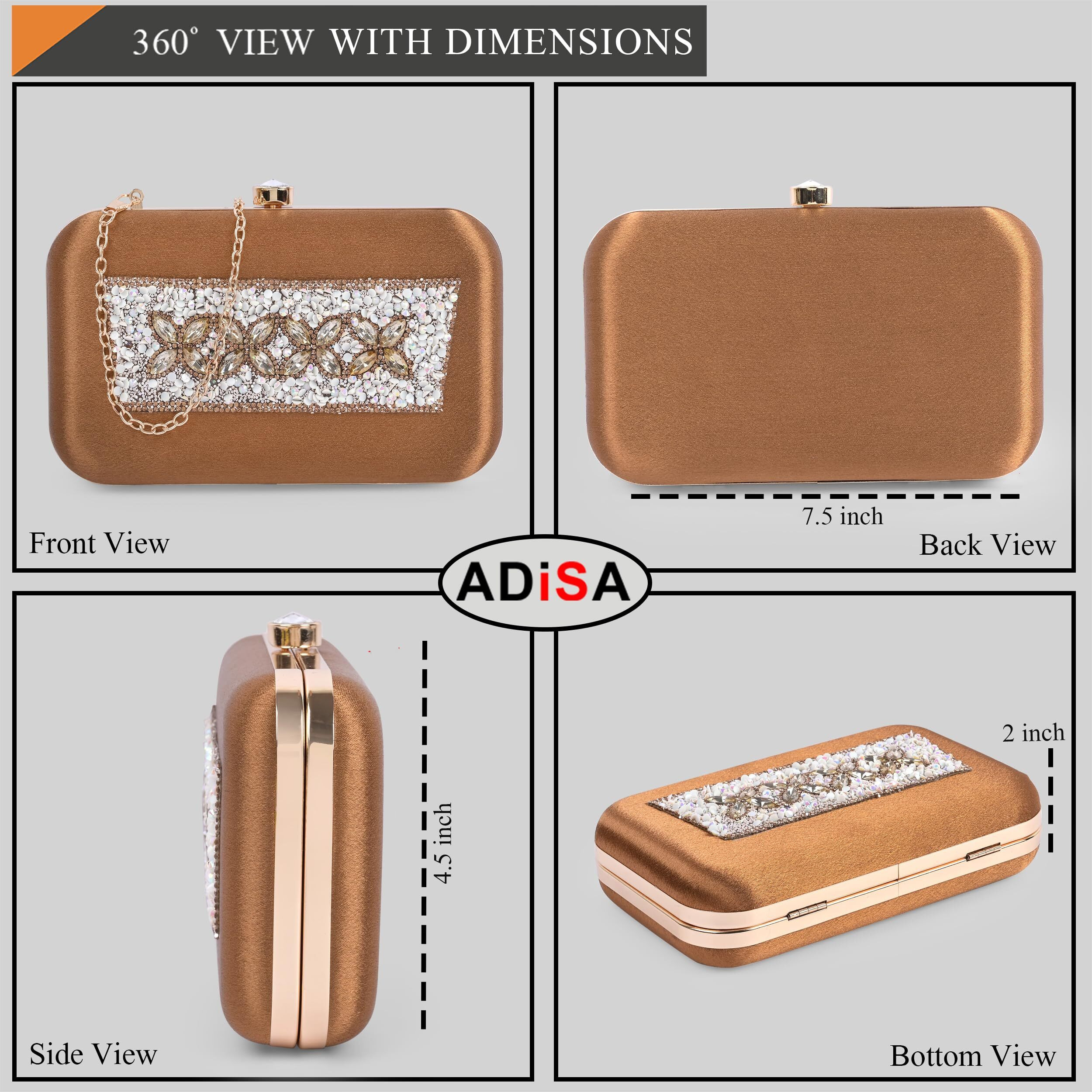 Adisa Beaded Formal Party Clutch With Gold Chain For Women And Girls (Cl108-Cop)