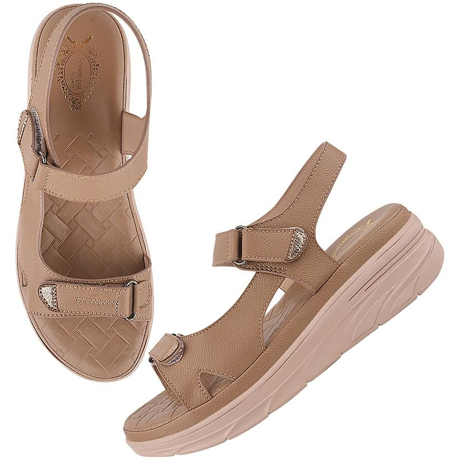 Shoetopia Comfortable Tan Doctor Sole Heels For Women /Eu40