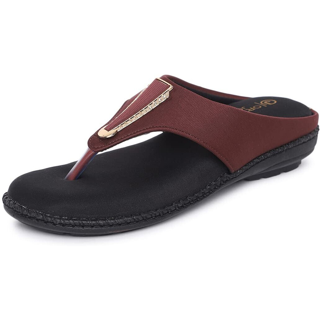 Ortho Joy Fancy Doctor Slippers | Stylish Chappal For Women | Comfortable Flat Sandals For Women Stylish (Brown)