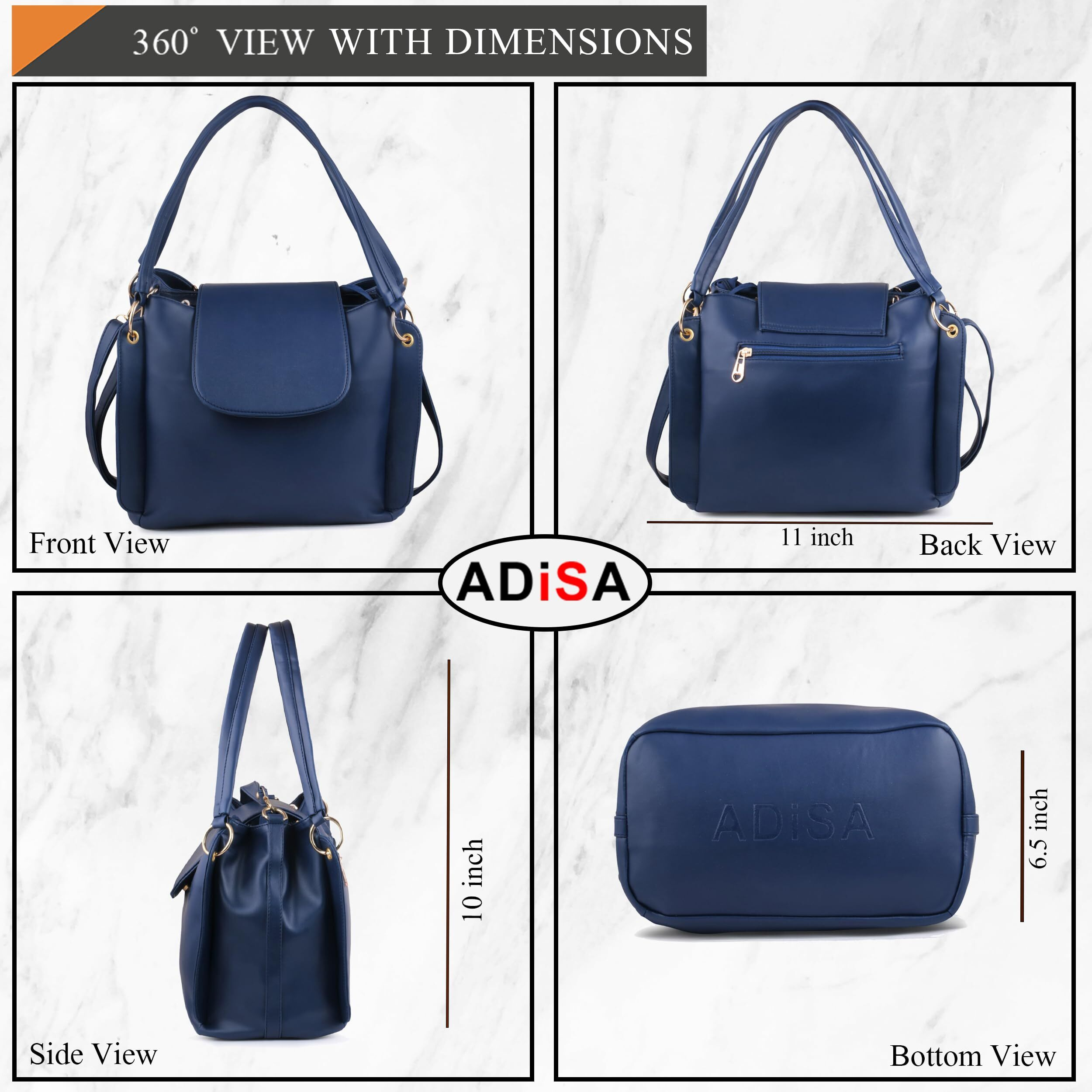 Adisa Shoulder Handbag Bag For Women And Girls With Sling Belt (Ad4055-Nav)