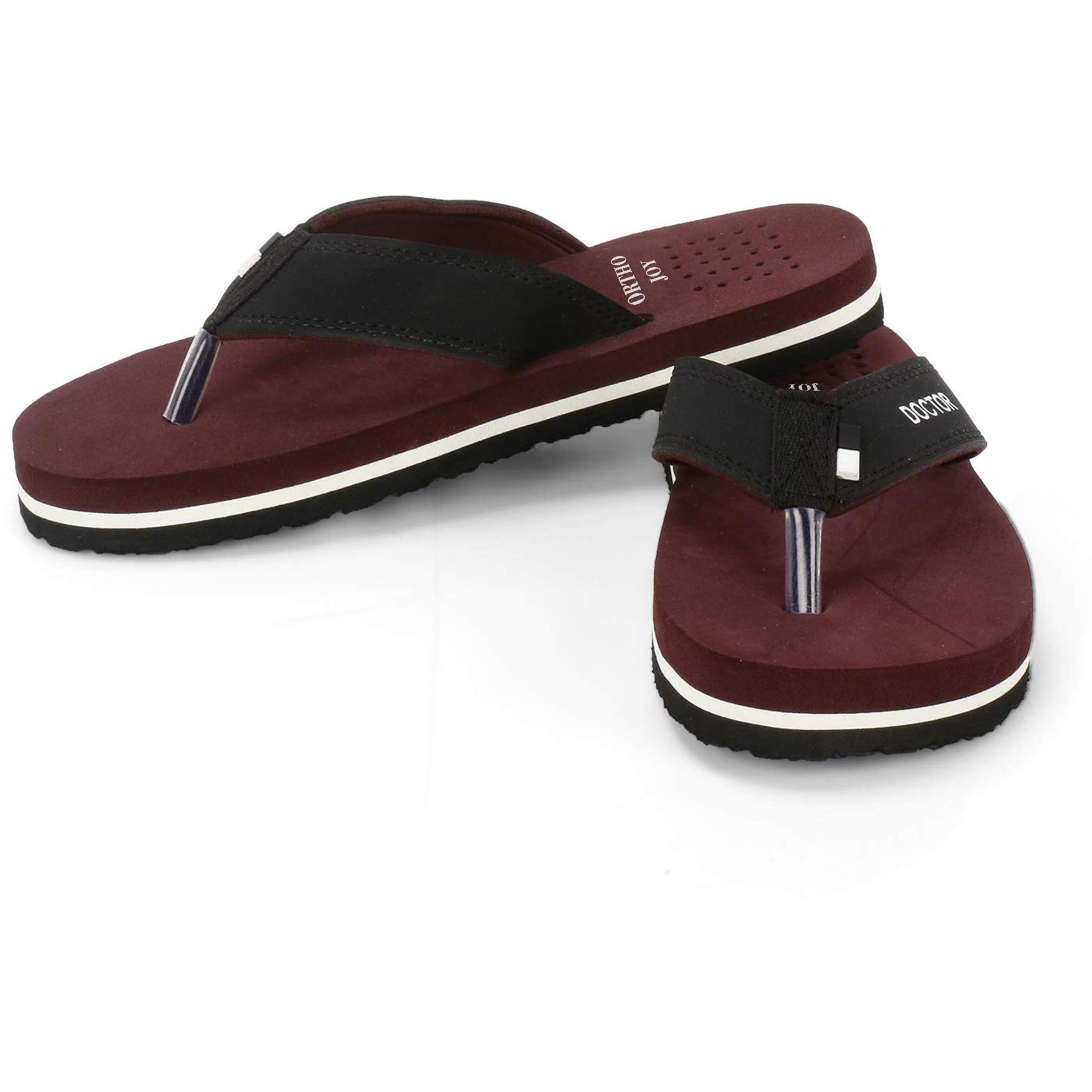 Ortho Joy Men's Maroon Slippers - 11 Uk