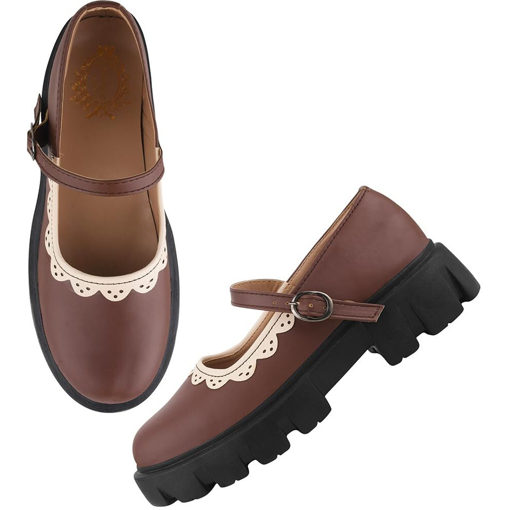 Shoetopia Round Toe Brown Mary Janes Bellies For Women & Girls-Eu38