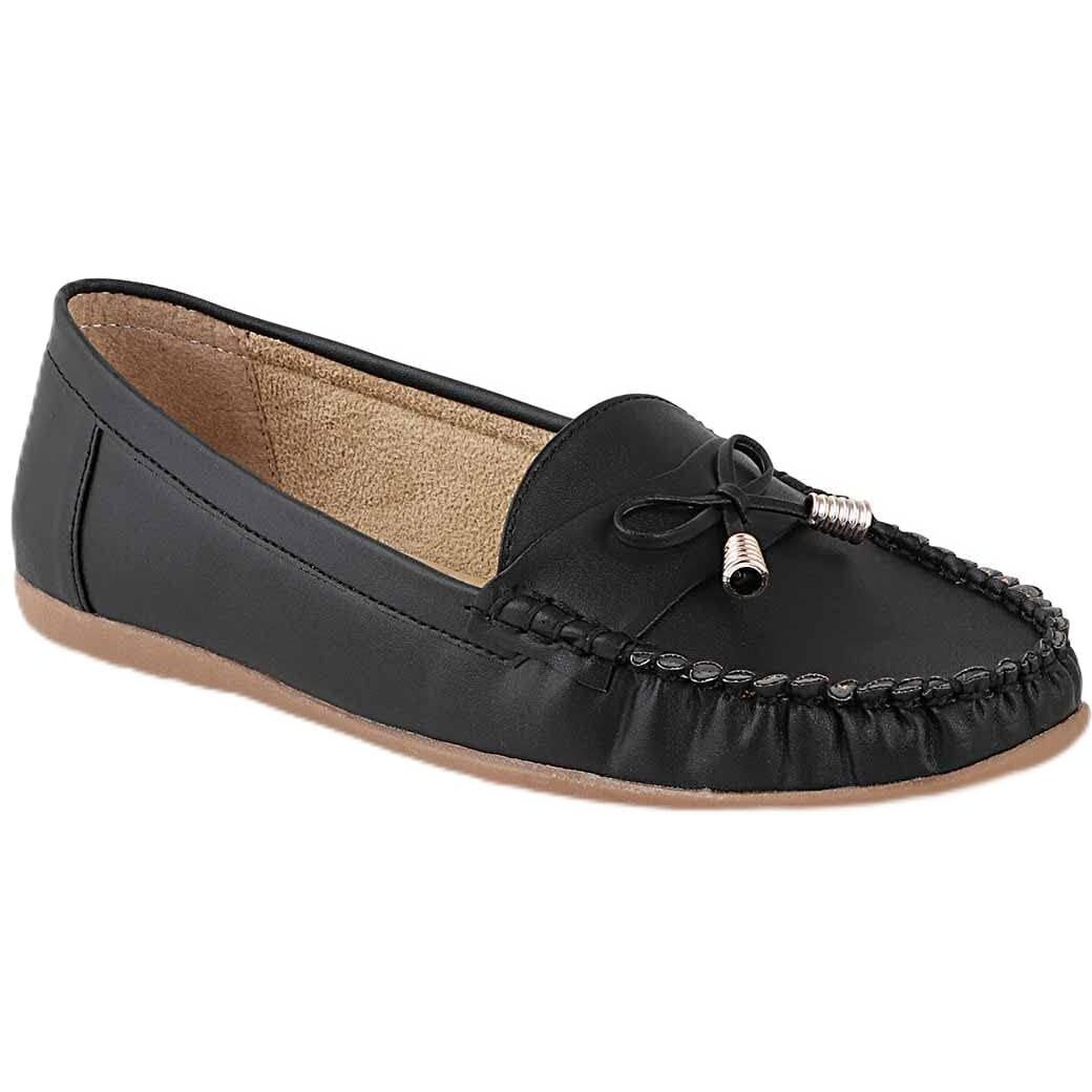 Shoetopia Women's Block Heel Loafers Black (7 Uk)