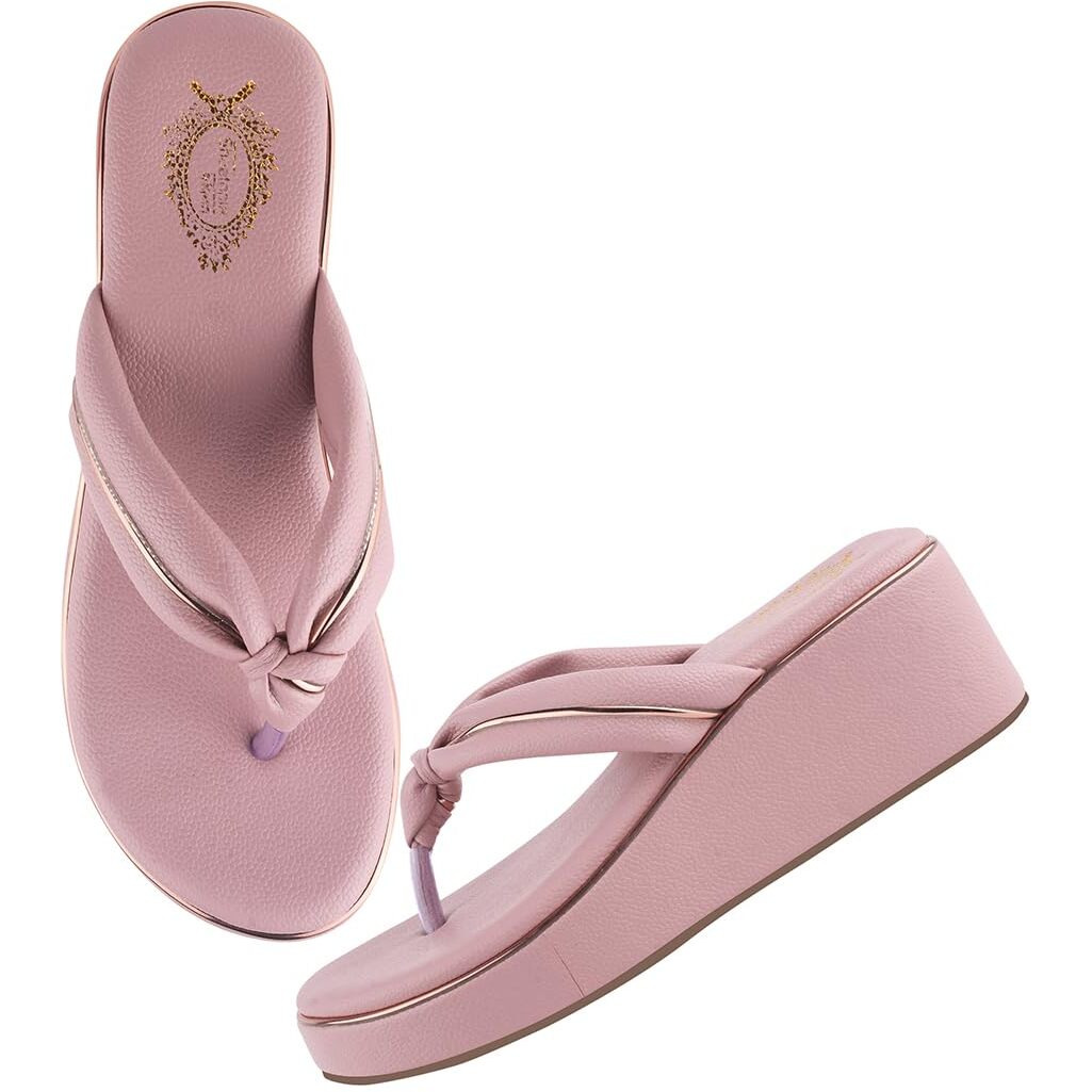 Shoetopia Peach Wedges Sandal For Women & Girls Criss-Cross Strap Design Stylish Comfortable, Durable Heels  Perfect For Casual & Party Eu40