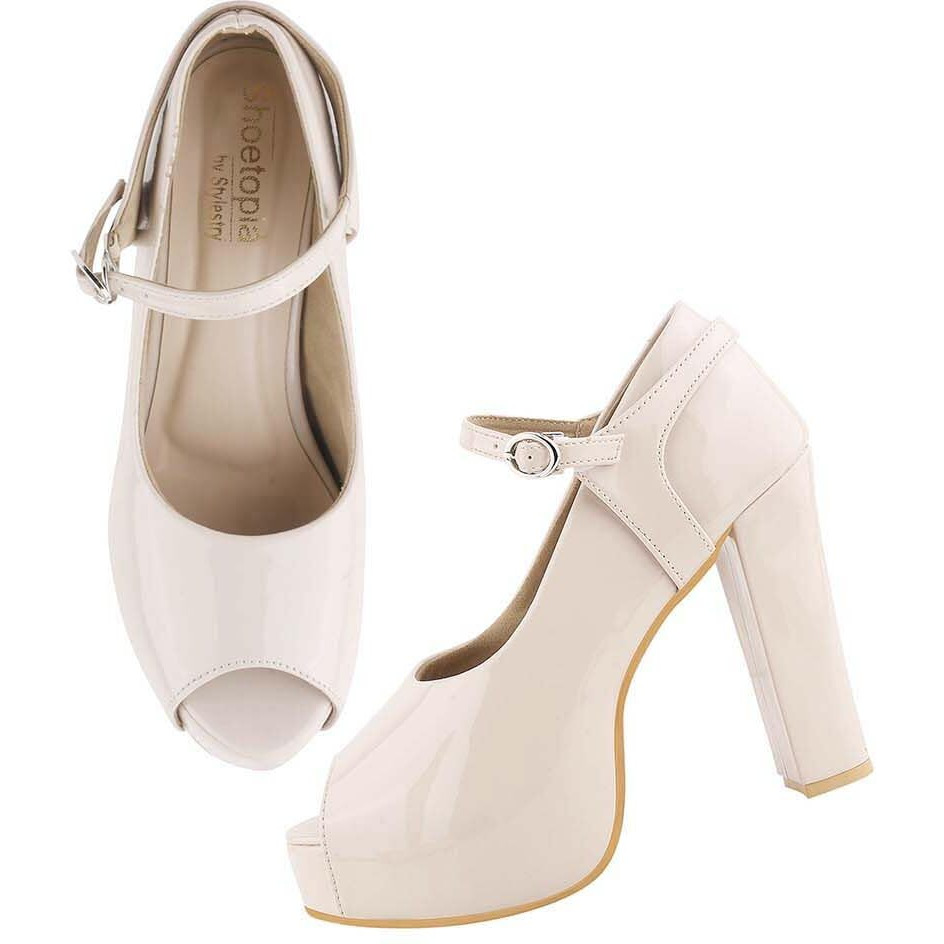 Shoetopia Women's Heeled Sandal-6 Kids Uk (Keemo-Cream)-Eu39
