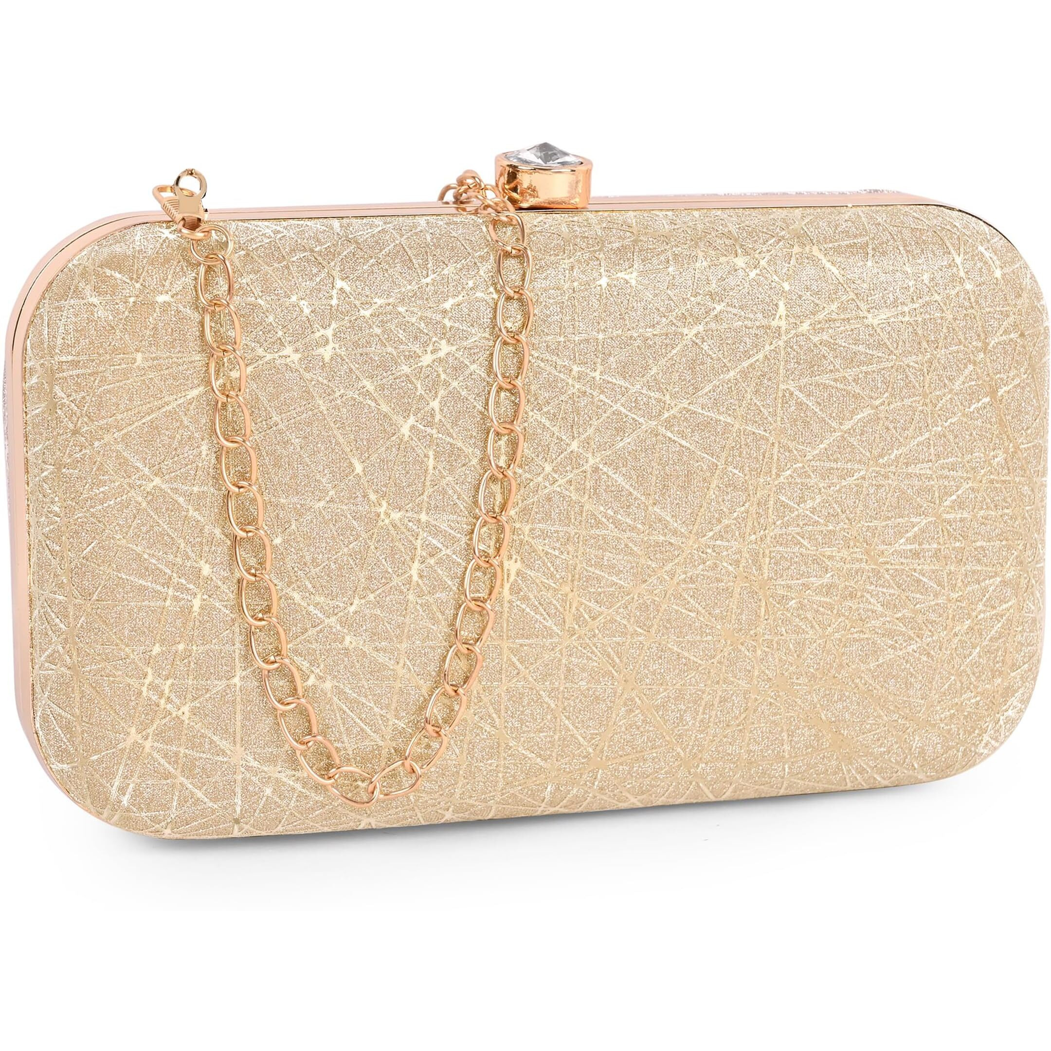 Adisa Constellation Formal Party Clutch With Gold Chain For Women And Girls (Cl106-Gol)