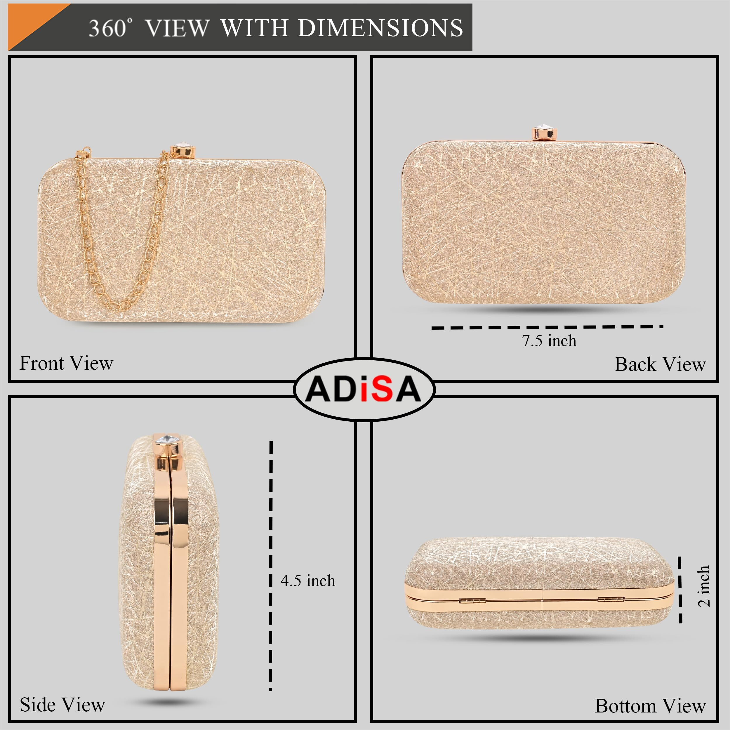 Adisa Constellation Formal Party Clutch With Gold Chain For Women And Girls (Cl106-Gol)
