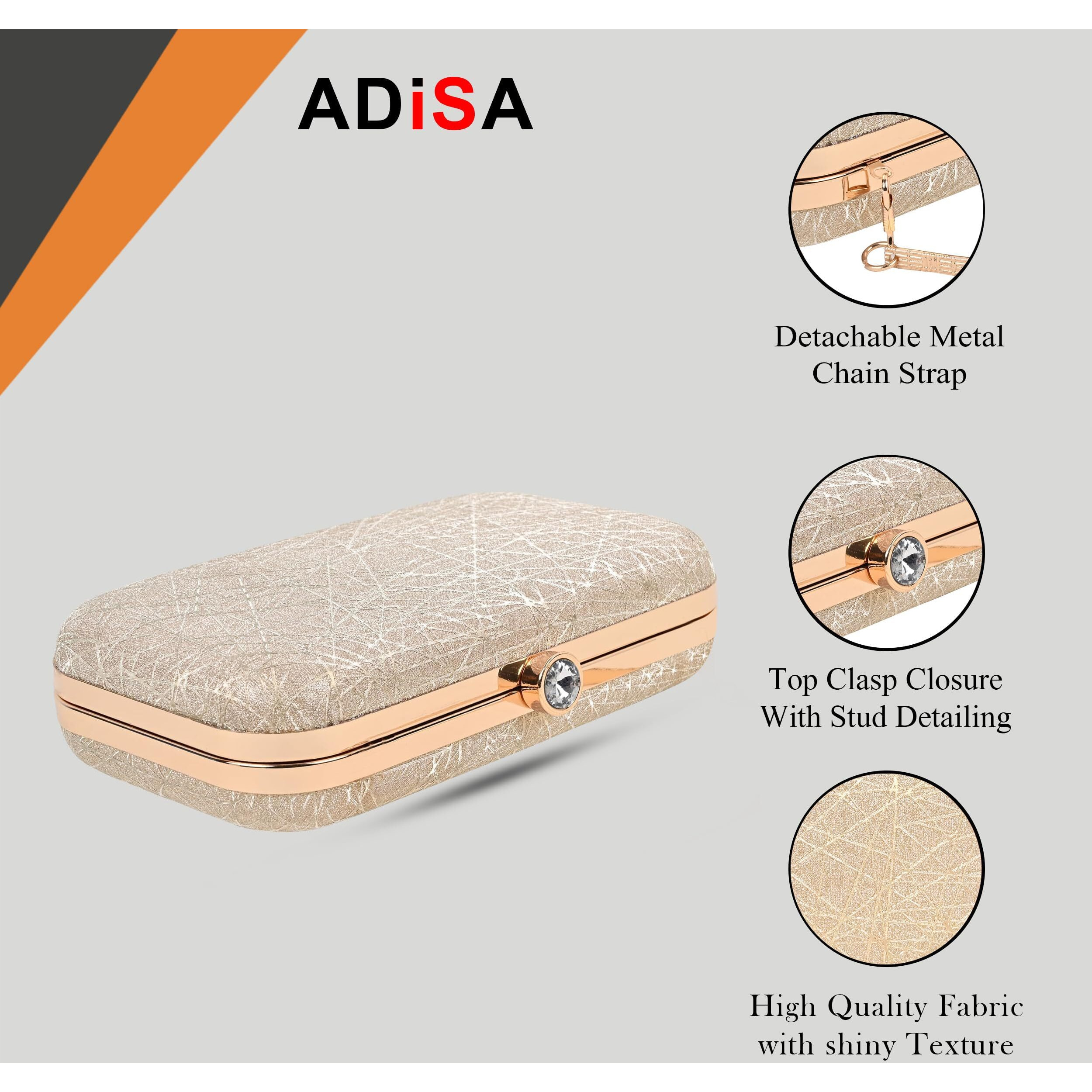Adisa Constellation Formal Party Clutch With Gold Chain For Women And Girls (Cl106-Gol)
