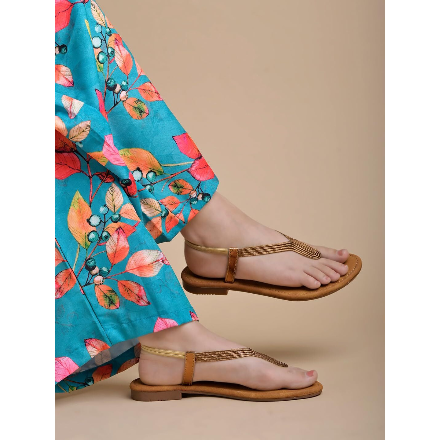 Shoetopia Women's Snd-138 Copper Flat Sandal-8 Kids Uk (Snd-138-Copper)-Eu41