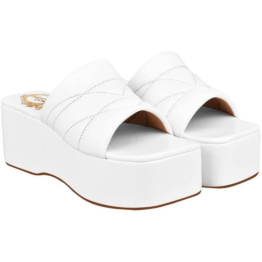 Shoetopia Women & Girls Retro Style Platform Heels/P-1/White