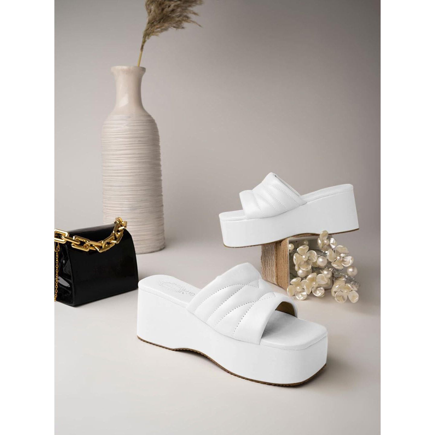 Shoetopia Women & Girls Retro Style Platform Heels/P-1/White