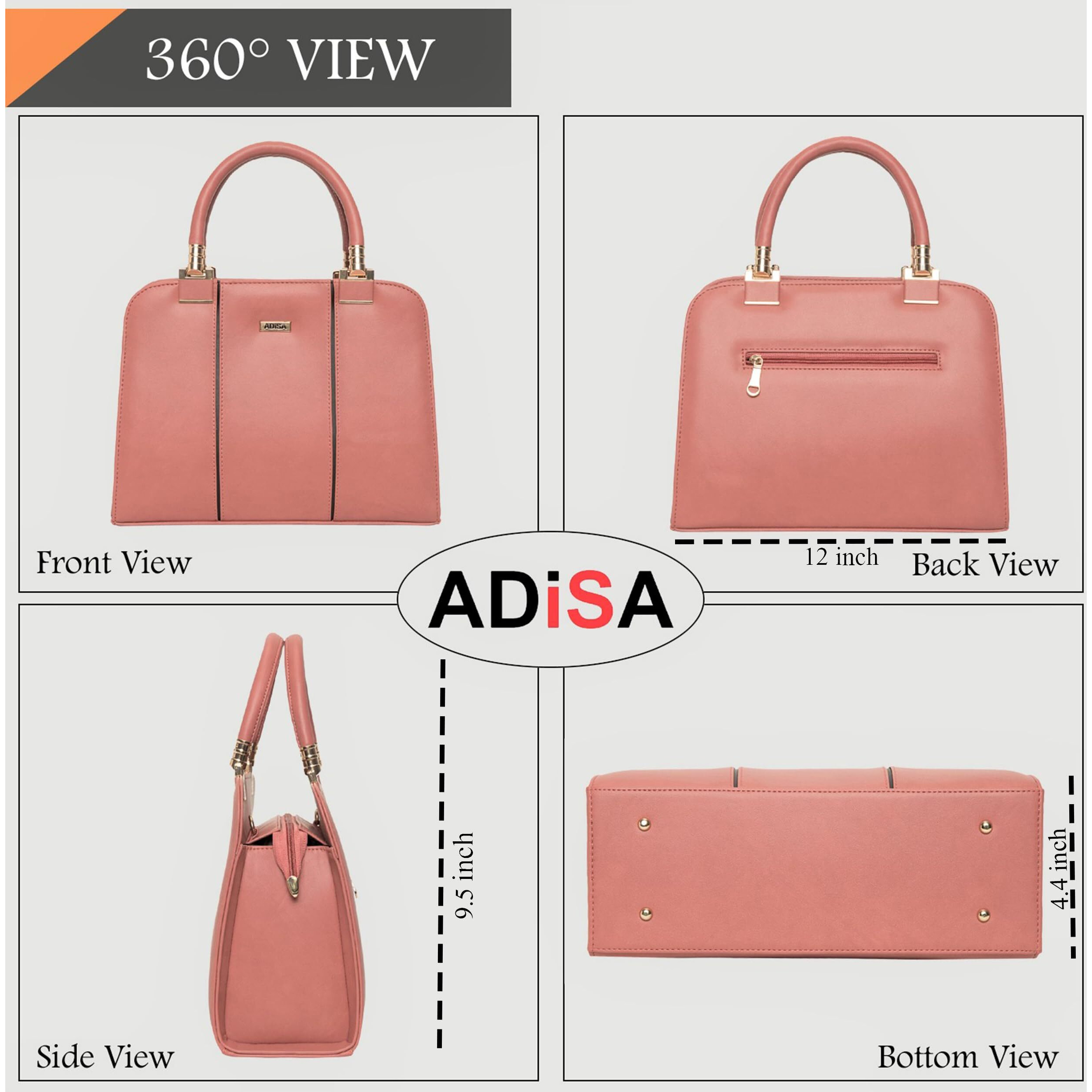 Adisa Two Tone Handbag Shoulder Bag For Women And Girls With Sling Belt (Ad4069-Pin)