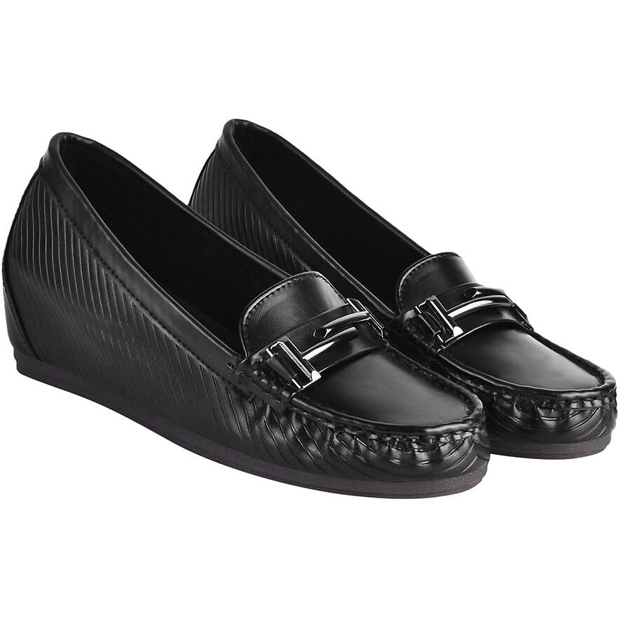 Shoetopia Women's Zip Loafers Black-Eu41 /Uk8