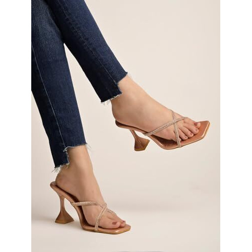 Shoetopia Women's Platform Heel Sandal (7 Uk) /Rose-Gold
