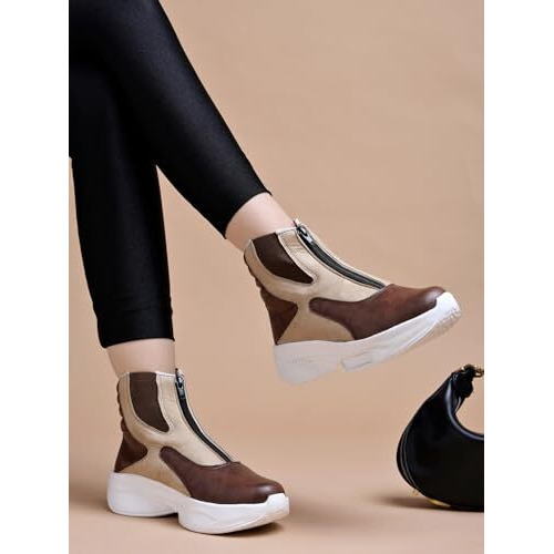 Shoetopia Ankle Top Smart Casual Tan Boots For Women & Girls /Eu36