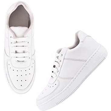 Women's Platform Sneakers  Colorblock Lace-Up Trainers With Thick Soles  Fashion Casual Walking Shoes White-Eu40
