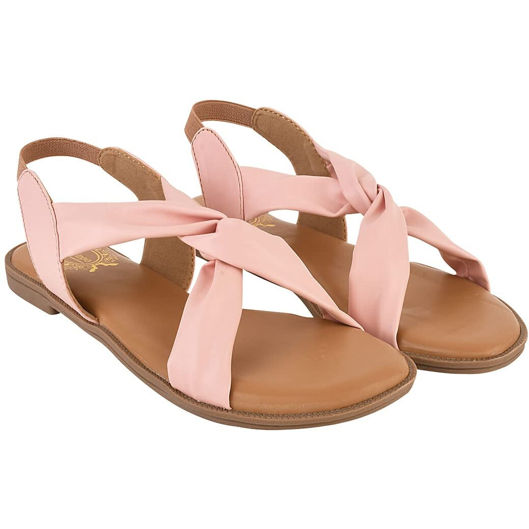 Shoetopia Cross Strap Pink Flat Sandals For Women & Girls /Uk5