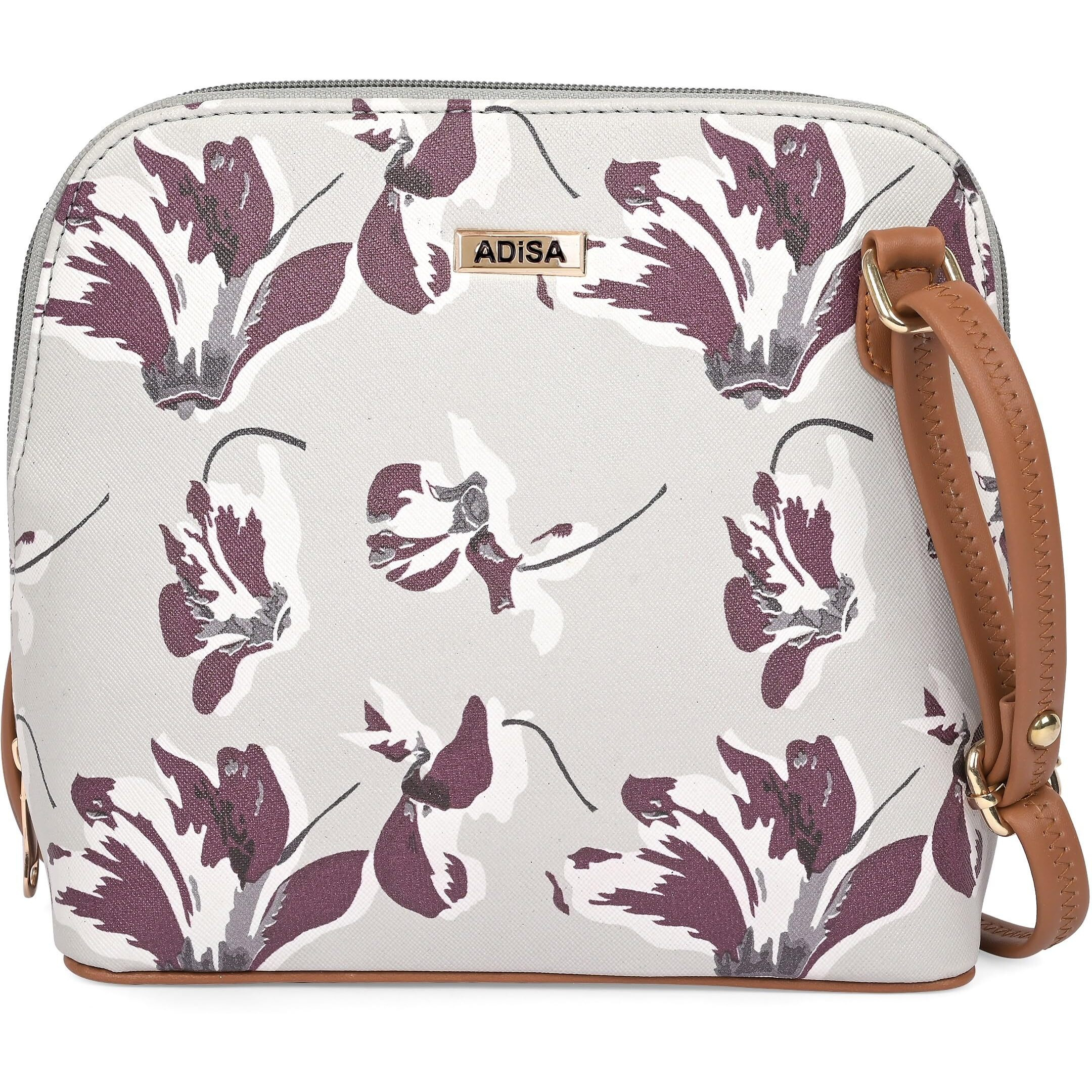 Adisa Women Girls Floral Print Faux Leather Sling Bag Crossbody (Sl6003-Gre)