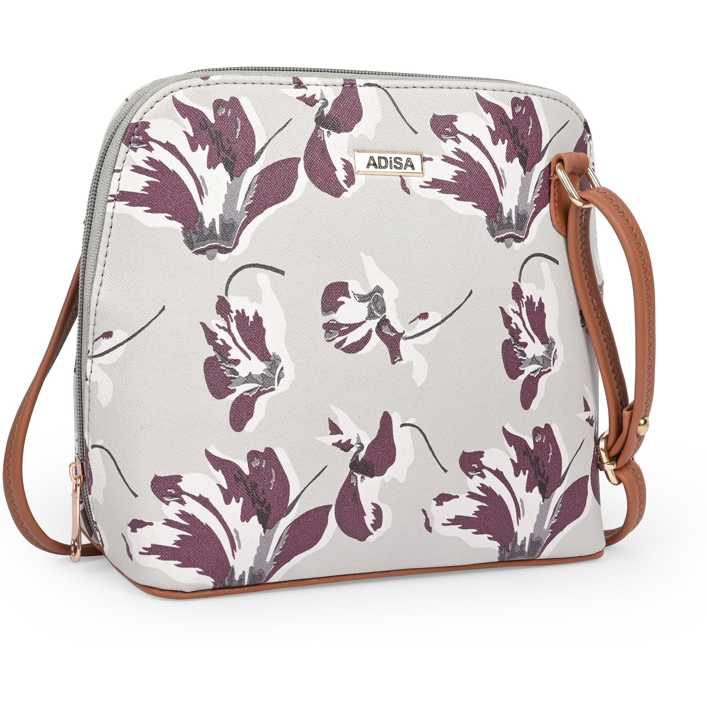 Adisa Women Girls Floral Print Faux Leather Sling Bag Crossbody (Sl6003-Gre)