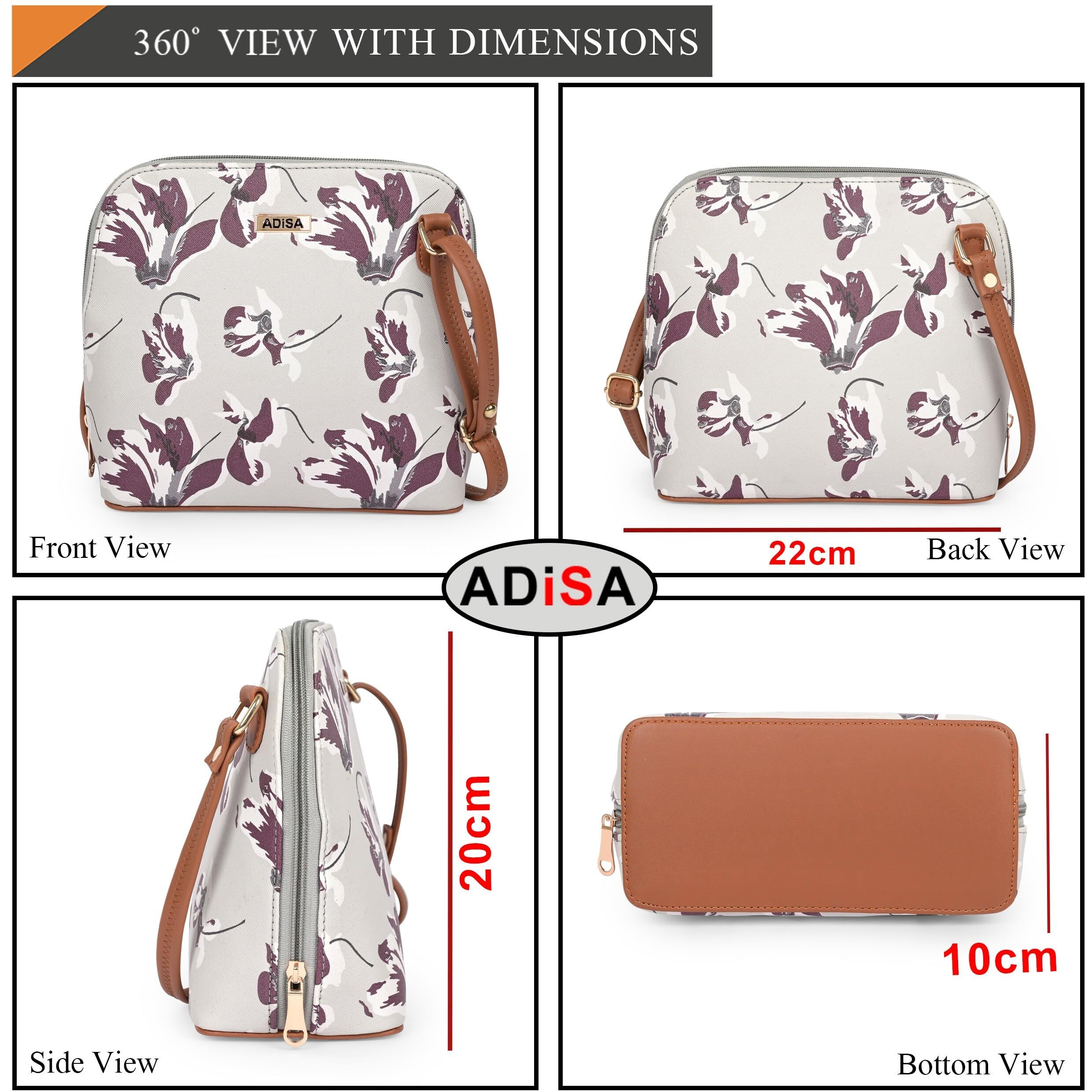Adisa Women Girls Floral Print Faux Leather Sling Bag Crossbody (Sl6003-Gre)