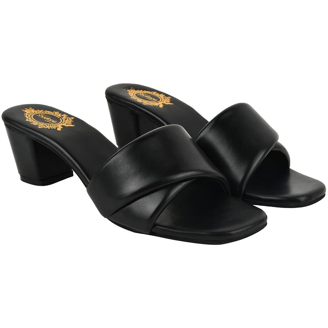 Shoetopia Stylish Solid Black Block Heels For Women & Girls /Uk5